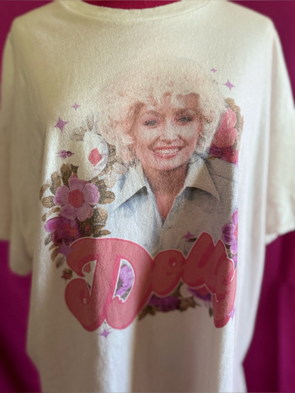 Justice Cream Graphic Tee with Pink Floral Dolly Print